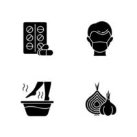 Erkältung Glyphe Icons Set vektor