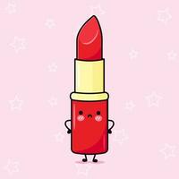 wütend rot Lippenstift Charakter. Vektor Hand gezeichnet Karikatur kawaii Charakter Illustration Symbol. isoliert auf Rosa Hintergrund. traurig rot Lippenstift Charakter Konzept