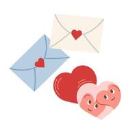 kärlek brev, alla hjärtans dag, kuvert. klistermärke för valentines dag. hand dragen isolerat romantisk design element. vektor