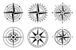 Kompass Rose Meer Wind Rose Silhouette nautisch Kompass Clip Art Kompass Star vektor