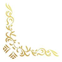 Gold Luxus Jahrgang Ecke und rahmen. Zier locken Vektor Element. klassisch Strudel Teiler Ornament. Filigran Design kalligraphisch Dekoration zum rahmen, Gruß Karte, Einladung, Speisekarte, Zertifikat.