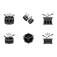 Brasilianische Musik schwarze Glyphensymbole auf weißem Raum vektor