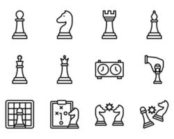 Schach-Umrisssymbol und Symbol für Website, Anwendung vektor
