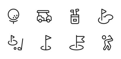 Golf Sport Symbol, Spiele Vektor einstellen Design mit editierbar Schlaganfall. Linie, solide, eben Linie, dünn Stil und geeignet zum Netz Buchseite, Handy, Mobiltelefon Anwendung, ui, ux Design.