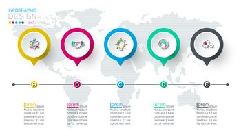 Cirkeletikett infografisk med 5 steg. vektor