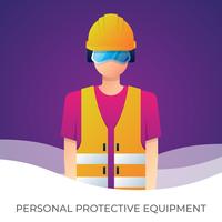 Arbeitskraft mit persönlicher Schutzausrüstung und Sicherheits-Illustration. vektor