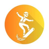 snowboard orange platt design lång skugga glyph ikon vektor