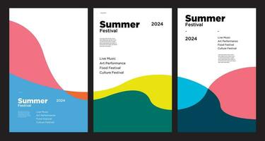 färgrik abstrakt vätska minimalistisk sommar bakgrund festival vektor baner