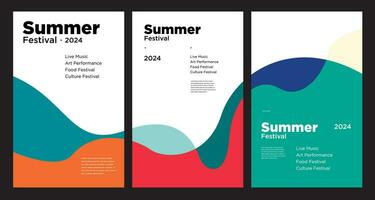 bunt abstrakt Flüssigkeit minimalistisch Sommer- Hintergrund Festival Vektor Banner