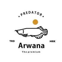 årgång retro hipster arwana logotyp vektor översikt monoline konst ikon