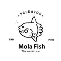 årgång retro hipster mola fisk logotyp vektor översikt monoline konst ikon