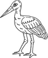 Weiß Storch Vogel isoliert Färbung Seite zum Kinder vektor