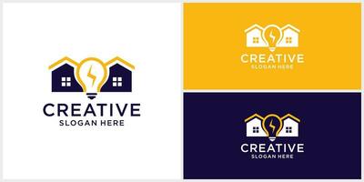 kreativ Licht Birne Zuhause Gebäude Logo Design Vorlage vektor