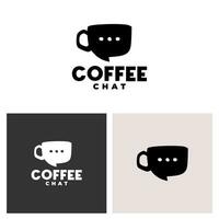 illustration av en kaffe kopp formning en bubbla chatt form. kaffe chatt logotyp vektor mall.