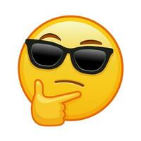 nachdenklich Gesicht mit Sonnenbrille groß Größe von Gelb Emoji Lächeln vektor