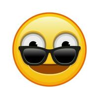 Gesicht mit groß Augen mit Sonnenbrille groß Größe von Gelb Emoji Lächeln vektor