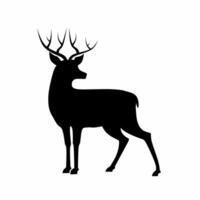 Hirsch Silhouette Symbol Vektor. Rentier Silhouette können Sein benutzt wie Symbol, Symbol oder unterzeichnen. Hirsch Symbol zum Design verbunden zu Tier, Tierwelt oder Landschaft vektor