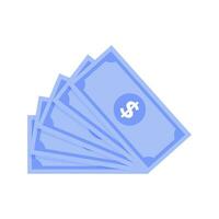 Kasse Geld Fan. Rechnung isoliert Dollar, Reichtum Stapel Grün, Finanzen Banknote im Blau farbig, hundert US Dollar, Vektor Illustration