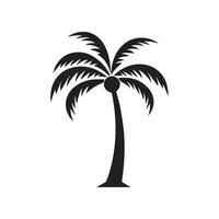 kokos träd ikon. platt stil svart på vit vektor illustration.