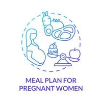 Essensplan für schwangere Frauen blaues Gradientenkonzept-Symbol vektor