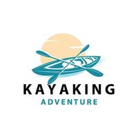 Kajak Logo Kanu Paddel wild Abenteuer Fluss Design Vektor Illustration Jahrgang Stil