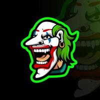 Clownkopf oder Verrückter detaillierte Esports-Gaming-Logo-Vorlage vektor