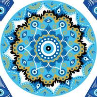 ondska öga mandala sömlös mönster. symbol av skydd, turkiska souvenir vektor