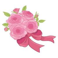 rosa reste sig blomma vektor illustration isolerat på vit bakgrund, en bukett av ro platt ikon design vektor