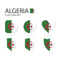 algeriet 3d flagga ikoner av 6 former Allt isolerat på vit bakgrund. vektor