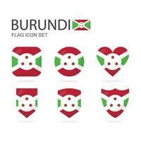 Burundi 3d Flagge Symbole von 6 Formen alle isoliert auf Weiß Hintergrund. vektor