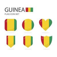 guinea 3d flagga ikoner av 6 former Allt isolerat på vit bakgrund. vektor