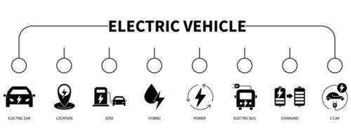 elektrisch Fahrzeug Banner Netz Symbol Vektor Illustration Konzept