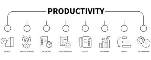 Produktivität Banner Netz Symbol Vektor Illustration Konzept