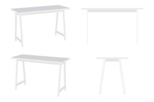 vackert sött modernt kontorsbord för frilansare med olika poser och position isolerad på vit bakgrund vektor