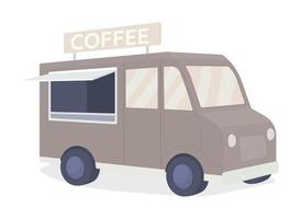 Kaffee-LKW halbflaches Farbvektorobjekt. Getränke verkaufen. realistischer Artikel in voller Größe auf weiß. Espresso-Bar im Van isolierte moderne Cartoon-Stil-Illustration für Grafikdesign und Animation vektor