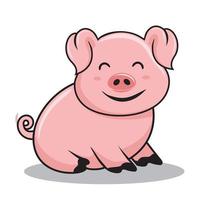 gris tecknad söt svin illustration vektor