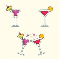 Vektor-Illustration-Cocktails. Cocktail in einem lockigen Glas. anstoßen. vektor
