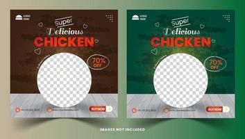 kycklingmat meny marknadsföring sociala medier banner mall vektor