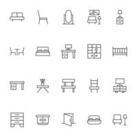 Möbel Vektor Symbole Sammlung. geeignet zum Bücher, Shops, Geschäfte. editierbar Schlaganfall im minimalistisch Gliederung Stil. Symbol zum Design