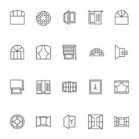 Fenster Vektor Symbole Sammlung. geeignet zum Bücher, Shops, Geschäfte. editierbar Schlaganfall im minimalistisch Gliederung Stil. Symbol zum Design