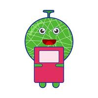 Cantaloup-Melone Charakter mit Buch Illustration vektor