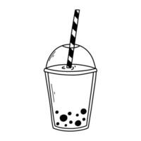 bubbla te isolerat på en vit bakgrund i klotter stil. vektor illustration av smoothie eller bubbla te.