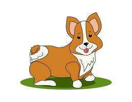 Karikatur Hund. Corgi züchten. Schnauze von ein süß komisch Hund. Design zum Beförderung von Produkte, Haustier Essen, Zeichnung. Vektor Illustration auf isoliert Hintergrund.