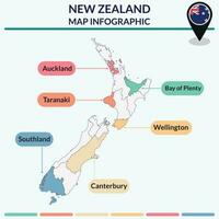 Infografik von Neu Neuseeland Karte. Infografik Karte vektor