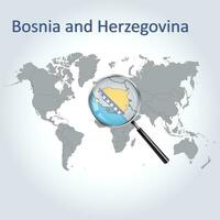 vergrößert Karte Bosnien und Herzegowina mit das Flagge und Erweiterung von Karten, Vektor Kunst