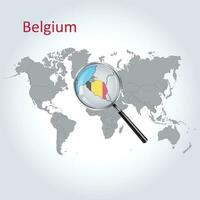vergrößert Karte Belgien mit das Flagge von Belgien Erweiterung von Karten, Vektor Kunst