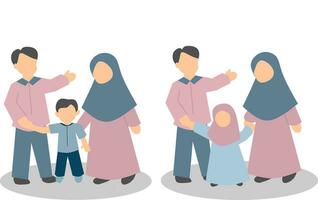 süß Muslim Familie gesichtslos Illustration vektor