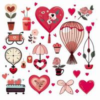 einstellen von Elemente zum Valentinstag Tag Herz auf ein Weiß Hintergrund Liebe Aufkleber einstellen vektor
