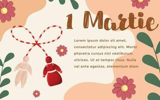 Mars 1 martisor är de Semester av de först dag av vår i rumänien vektor