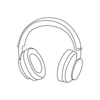 Kopfhörer kontinuierlich Linie Zeichnung. Hören Musik- kabellos Gerät. Vektor Illustration isoliert auf Weiß